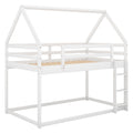 Twin Over Twin Low Bunk Bed, House Bed With Ladderwhite Old Sku:Wf197808Aak White Pine