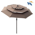 9Ft 3 Tiers Outdoor Patio Umbrella With Crank And Tilt And Wind Vents For Garden Deck Backyard Pool Shade Outside Deck Swimming Pool Chocolate Metal