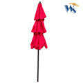 9Ft 3 Tiers Outdoor Patio Umbrella With Crank And Tilt And Wind Vents For Garden Deck Backyard Pool Shade Outside Deck Swimming Pool Red Metal