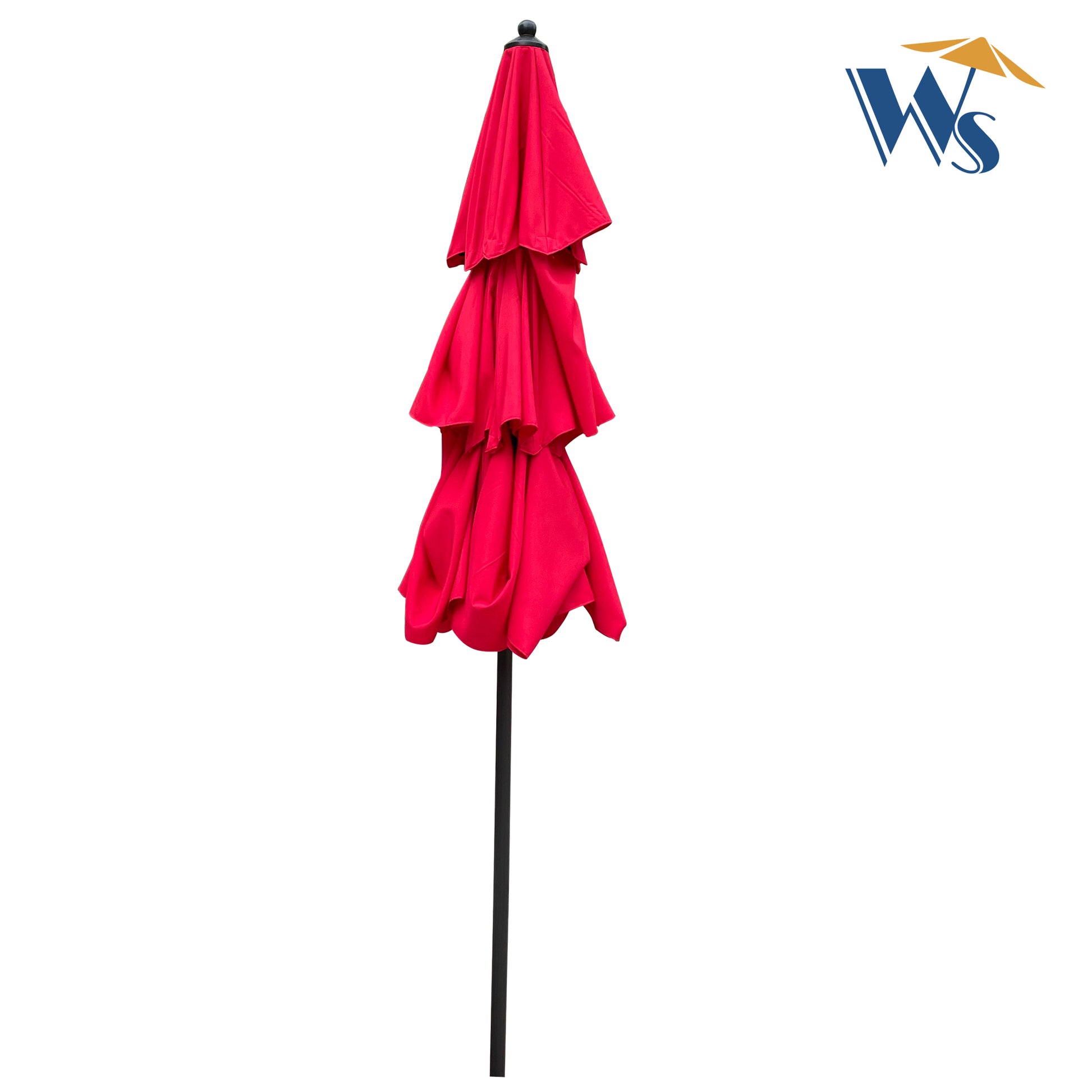 9Ft 3 Tiers Outdoor Patio Umbrella With Crank And Tilt And Wind Vents For Garden Deck Backyard Pool Shade Outside Deck Swimming Pool Red Metal