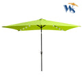 10 X 6.5T Rectangular Patio Solar Led Lighted Outdoor Umbrellas With Crank And Push Button Tilt For Garden Backyard Pool Swimming Pool Lime Green Metal