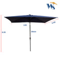 10 X 6.5T Rectangular Patio Solar Led Lighted Outdoor Umbrellas With Crank And Push Button Tilt For Garden Backyard Pool Swimming Pool Navy Blue Metal