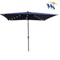 10 X 6.5T Rectangular Patio Solar Led Lighted Outdoor Umbrellas With Crank And Push Button Tilt For Garden Backyard Pool Swimming Pool Navy Blue Metal