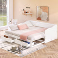 Wooden Daybed With Trundle Bed And Two Storage Drawersextendable Bed Daybed,Sofa Bed With Two Drawers, White White Solid Wood