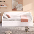 Wooden Daybed With Trundle Bed And Two Storage Drawersextendable Bed Daybed,Sofa Bed With Two Drawers, White White Solid Wood