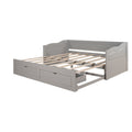 Wooden Daybed With Trundle Bed And Two Storage Drawersextendable Bed Daybed,Sofa Bed With Two Drawers, Gray Gray Solid Wood