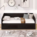 Wooden Daybed With Trundle Bed And Two Storage Drawersextendable Bed Daybed,Sofa Bed With Two Drawers, Espresso Espresso Solid Wood