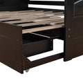 Wooden Daybed With Trundle Bed And Two Storage Drawersextendable Bed Daybed,Sofa Bed With Two Drawers, Espresso Espresso Solid Wood