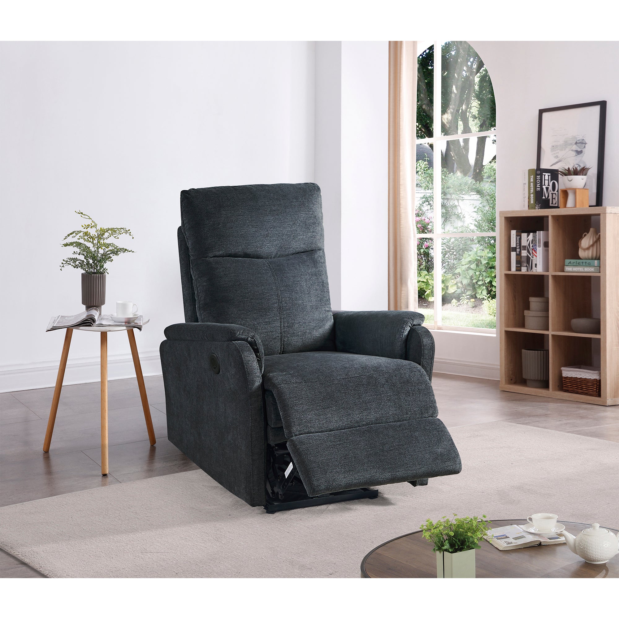 Hot Selling For 10 Years ,Recliner Chair With Power Function Easy Control Big Stocksrecliner Single Chair For Living Roombed Room Dark Gray Foam Fabric