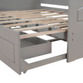 Wooden Daybed With Trundle Bed And Two Storage Drawersextendable Bed Daybed,Sofa Bed With Two Drawers, Gray Gray Solid Wood