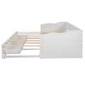 Wooden Daybed With Trundle Bed And Two Storage Drawersextendable Bed Daybed,Sofa Bed With Two Drawers, White White Solid Wood