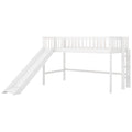 Twin Size Low Loft Bed With Ladder And Slide,White Old Sku:Wf196418Aak White Pine