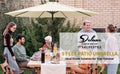 Simple Deluxe 9Ft Outdoor Market Table Patio Umbrella With Button Tilt, Crank And 8 Sturdy Ribs For Garden, Beige Beige Seats 8 Stainless Steel