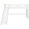 Twin Size Low Loft Bed With Ladder And Slide,White Old Sku:Wf196418Aak White Pine