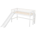 Twin Size Low Loft Bed With Ladder And Slide,White Old Sku:Wf196418Aak White Pine