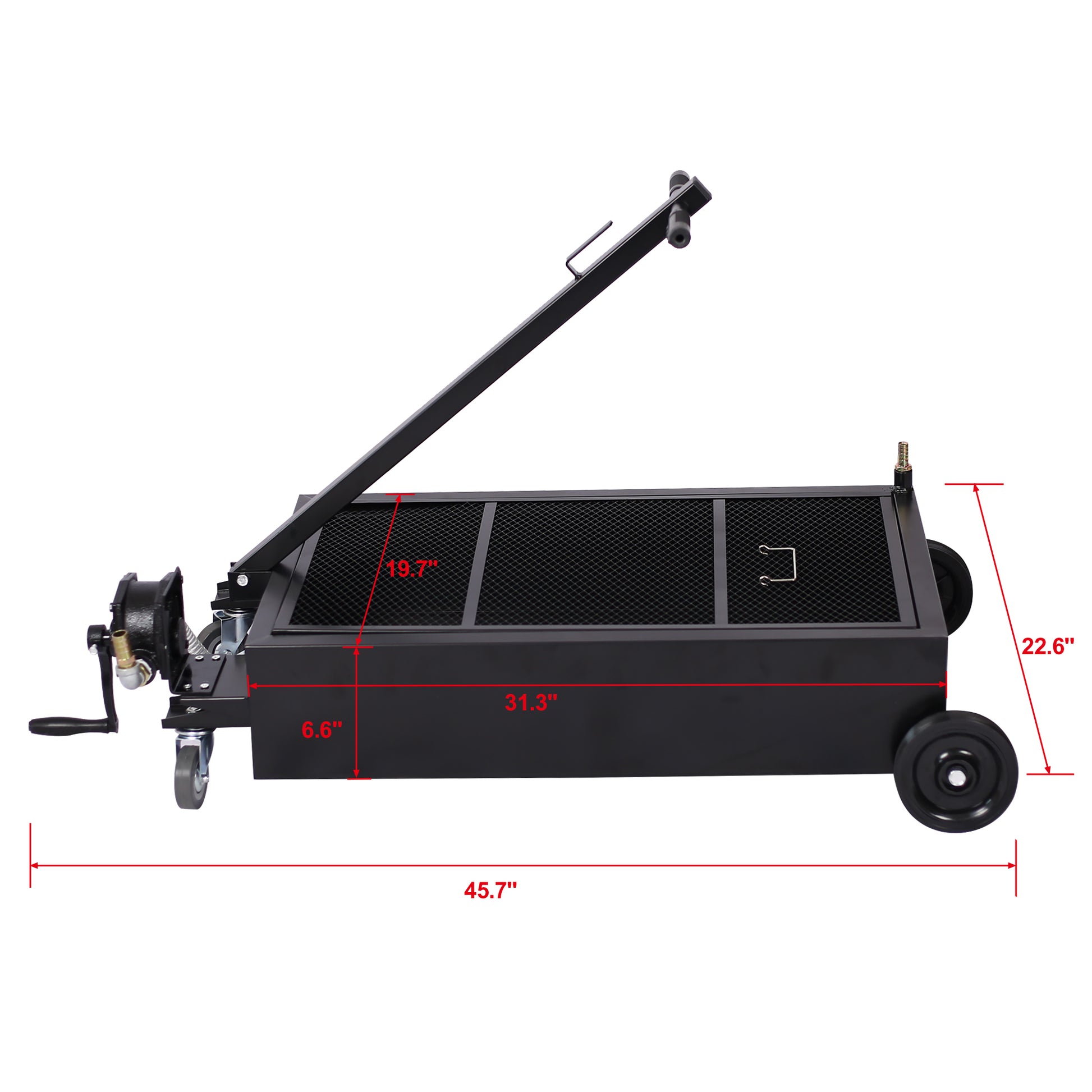 20 Gallon Low Profile Oil Drain With Pump Black Metal
