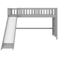 Twin Size Low Loft Bed With Ladder And Slide, Gray Old Sku:Wf196418Aae Gray Pine