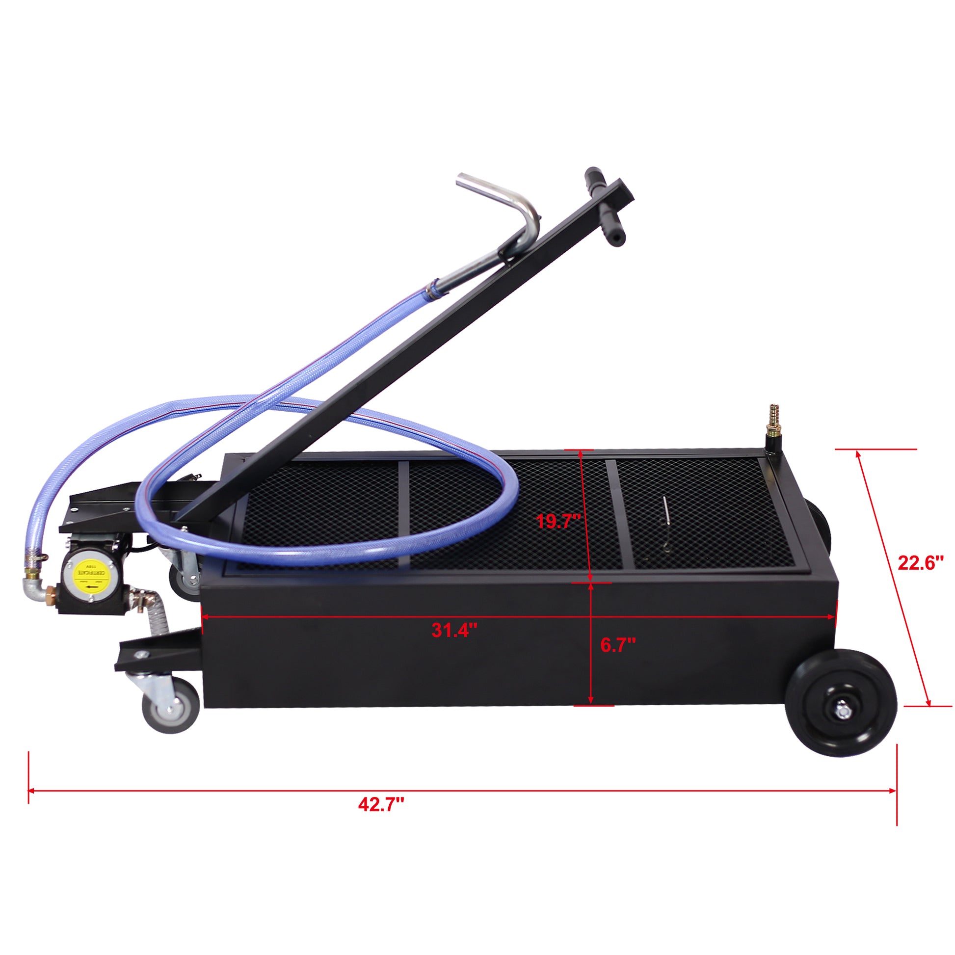 20 Gallon Low Profile Oil Drainer ,With Electric Pump Black Metal