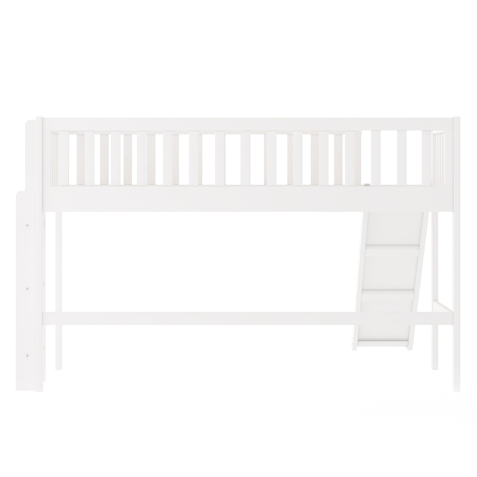 Twin Size Low Loft Bed With Ladder And Slide,White Old Sku:Wf196418Aak White Pine