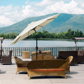 Simple Deluxe 9Ft Outdoor Market Table Patio Umbrella With Button Tilt, Crank And 8 Sturdy Ribs For Garden, Beige Beige Seats 8 Stainless Steel