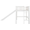 Twin Size Low Loft Bed With Ladder And Slide,White Old Sku:Wf196418Aak White Pine