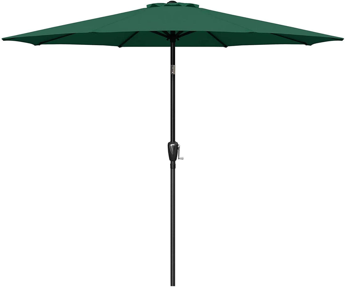 Simple Deluxe 9Ft Outdoor Market Table Patio Umbrella With Button Tilt, Crank And 8 Sturdy Ribs For Garden, Green Green Stainless Steel