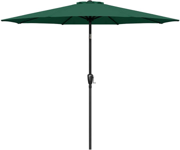 Simple Deluxe 9Ft Outdoor Market Table Patio Umbrella With Button Tilt, Crank And 8 Sturdy Ribs For Garden, Green Green Stainless Steel