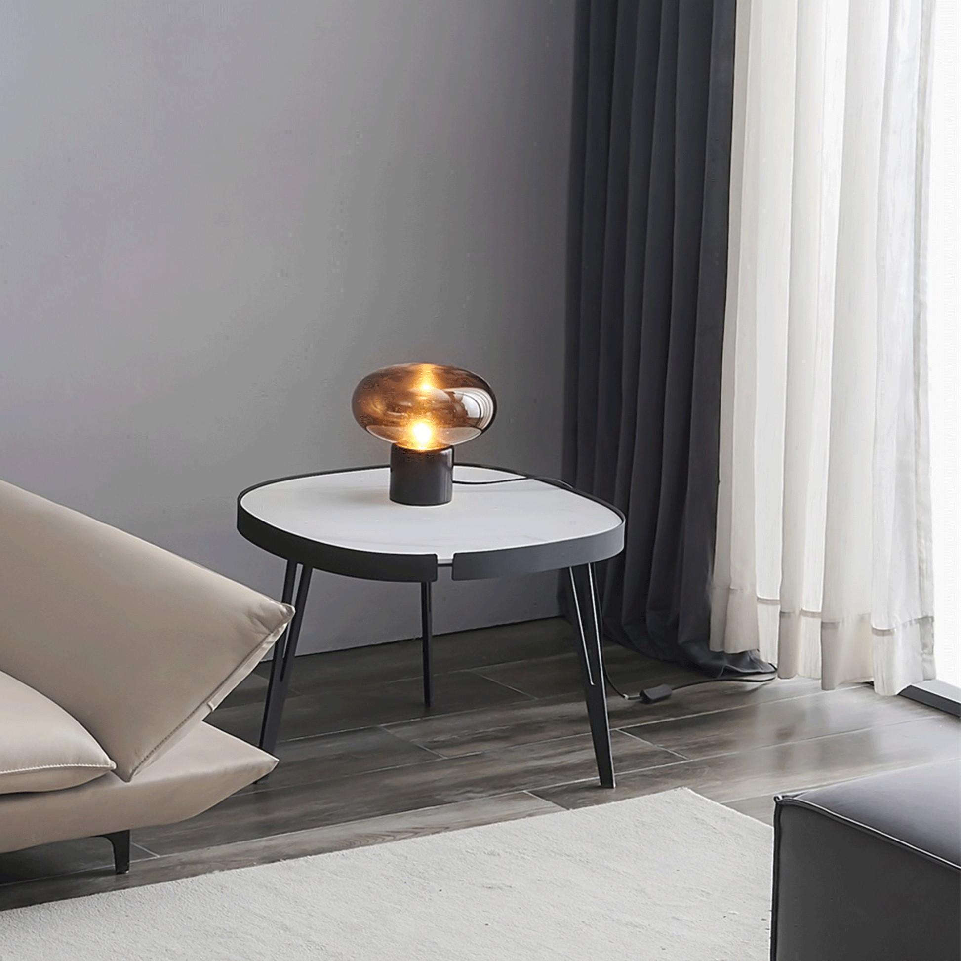 Modern Coffee Table,Black Metal Frame With Sintered Stone Tabletop Black Sintered Stone Sintered Stone