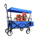 Garden Shopping Beach Cart Folding Wagon Blue Blue Metal