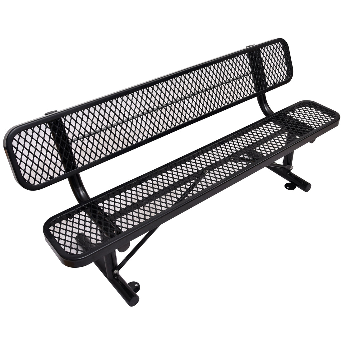 6 Ft. Outdoor Steel Bench With Backrest Black Black Carbon Steel