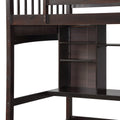 Twin Size Loft Bed With Storage Shelves, Desk And Ladder, Espresso Old Sku :Lp000140Paa Twin Espresso Solid Wood