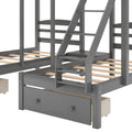 Full Over Twin & Twin Bunk Bed,Triple Bunk Bed With Drawers, Gray Gray Pine