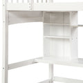 Twin Size Loft Bed With Storage Shelves, Desk And Ladder, White Old Sku :Lp000140Kaa Twin White Solid Wood