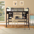 Twin Size Loft Bed With Storage Shelves, Desk And Ladder, Espresso Old Sku :Lp000140Paa Twin Espresso Solid Wood