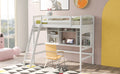 Twin Size Loft Bed With Storage Shelves, Desk And Ladder, White Old Sku :Lp000140Kaa Twin White Solid Wood