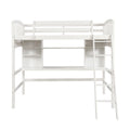 Twin Size Loft Bed With Storage Shelves, Desk And Ladder, White Old Sku :Lp000140Kaa Twin White Solid Wood