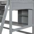 Twin Size Loft Bed With Storage Shelves, Desk And Ladder, Gray Old Sku :Lp000140Eaa Twin Gray Solid Wood