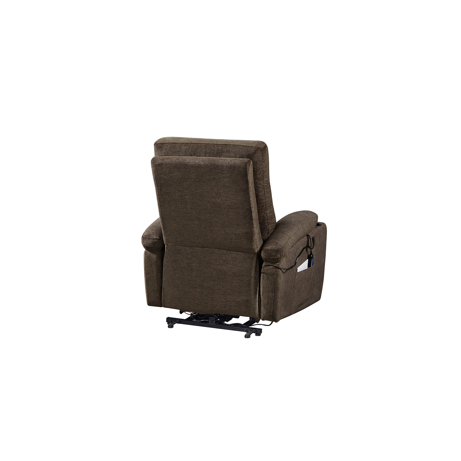 Liyasi Electric Power Lift Recliner Chair Sofa With Massage And Heat For Elderly, 3 Positions, 2 Side Pockets And Cup Holders, Usb Ports, High End Quality Fabric Dark Brown Foam Fabric