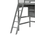 Twin Size Loft Bed With Storage Shelves, Desk And Ladder, Gray Old Sku :Lp000140Eaa Twin Gray Solid Wood