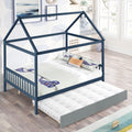 Navy Blue House Full Bed With Trundle Of Grey Color Blue Pine