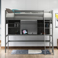 Twin Size Loft Bed With Storage Shelves, Desk And Ladder, Gray Old Sku :Lp000140Eaa Twin Gray Solid Wood