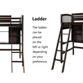 Twin Size Loft Bed With Storage Shelves, Desk And Ladder, Espresso Old Sku :Lp000140Paa Twin Espresso Solid Wood