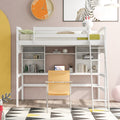 Twin Size Loft Bed With Storage Shelves, Desk And Ladder, White Old Sku :Lp000140Kaa Twin White Solid Wood