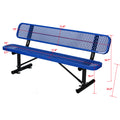 6 Ft. Outdoor Steel Bench With Backrest Blue Blue Carbon Steel