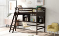 Twin Size Loft Bed With Storage Shelves, Desk And Ladder, Espresso Old Sku :Lp000140Paa Twin Espresso Solid Wood