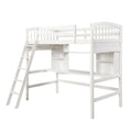 Twin Size Loft Bed With Storage Shelves, Desk And Ladder, White Old Sku :Lp000140Kaa Twin White Solid Wood