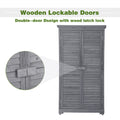 Wooden Garden Shed 3 Tier Patio Storage Cabinet Outdoor Organizer Wooden Lockers With Fir Wood Gray Wood Color Shutter Design Gray Water Resistant Frame Garden & Outdoor Casual Wood Solid Wood