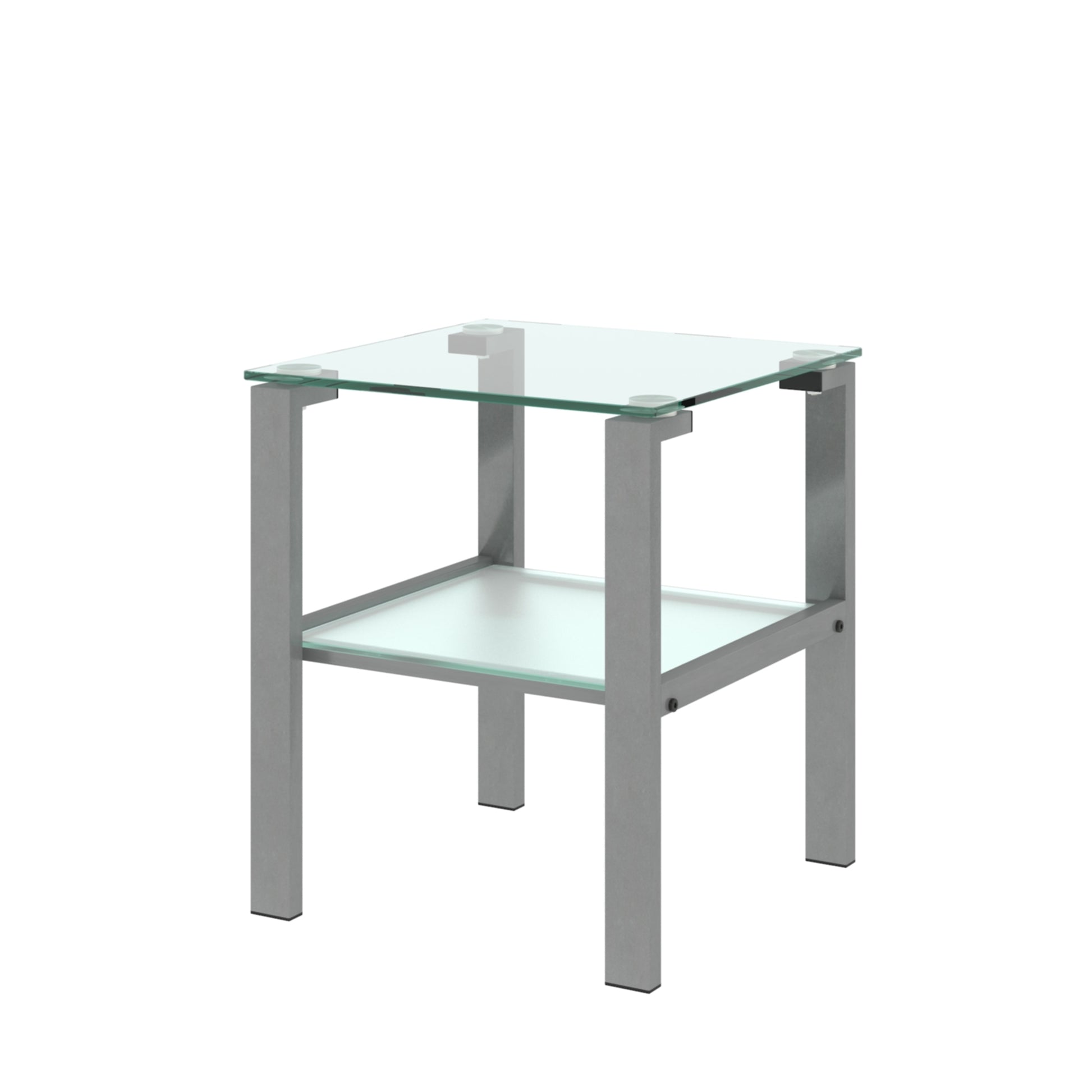 Glass Two Layer Tea Table, Small Round Table, Bedroom Corner Table, Living Room Grey Side Table Gray Glass