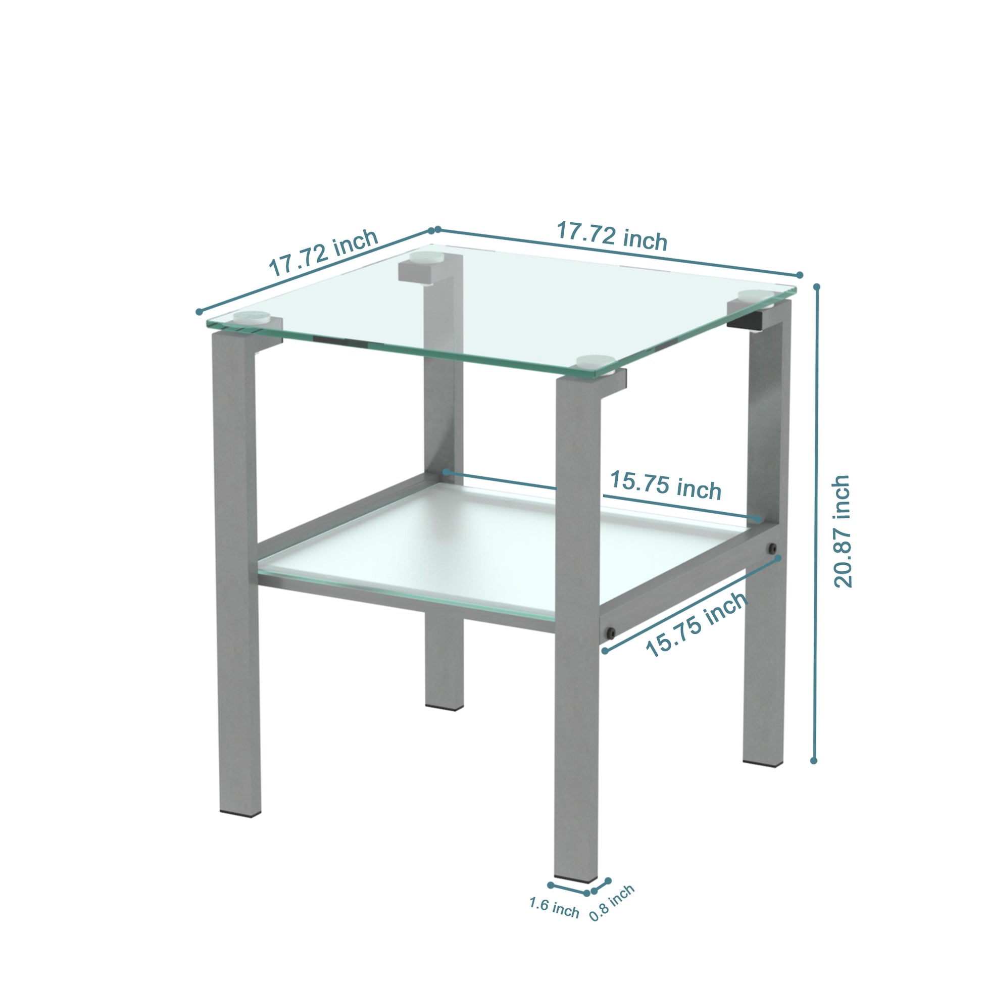 Glass Two Layer Tea Table, Small Round Table, Bedroom Corner Table, Living Room Grey Side Table Gray Glass