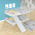 Full Over Full Bunk Bed With Slide And Ladder In White Color White Pine